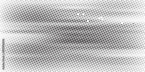 Halftone rhythm black wave. Vector illustration. Halftone circle dots pattern.