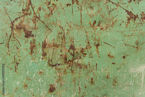 green steel with rusty scratches. iron surface with rust weathered grunge texture