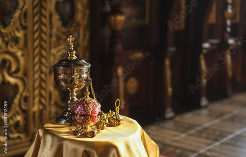 Billede på lærred Christian Orthodox Church ceremonial censer close-up.