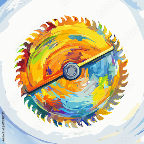 Colorful Circular Saw Blade with Vibrant Design.