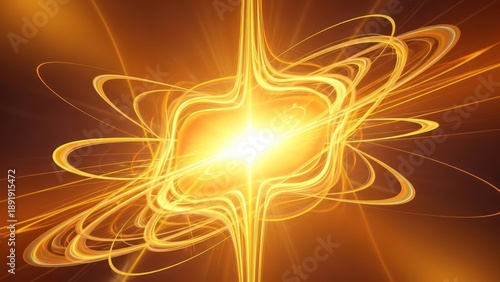 Radiant abstract energy core with swirling light trails creating dynamic motion