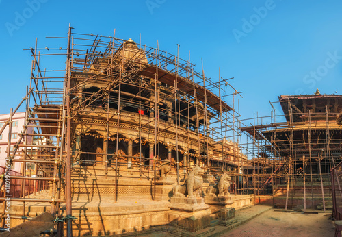 Slika na platnu Restoration of temples at Durbar Square, Patan, Nepal, damaged during the 2015 e