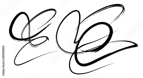 Abstract Black Brush Strokes Forming Elegant Shapes.