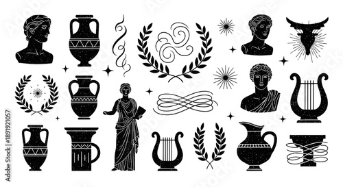 Ancient Greek and Roman Mythology Elements Collection.