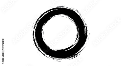 Black Zen Enso Circle Brush Stroke.