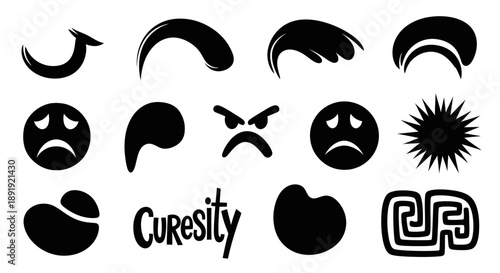 Collection of Black Graphic Elements and Symbols.