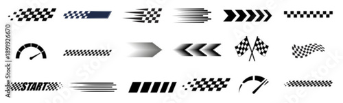 Collection of various motion blur and speed line elements for dynamic graphic design projects, showcasing different styles and techniques for conveying speed and movement in a visual context