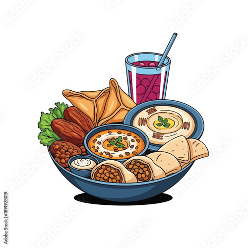 Assorted Indian Street Food in Bowl.