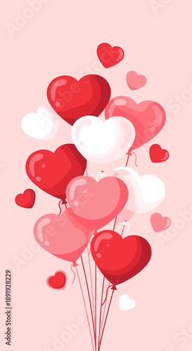 Balloons in Heart Shapes for Valentine.
