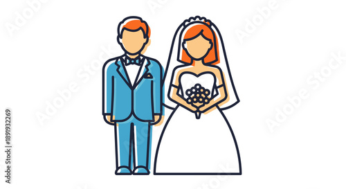 Bride and Groom Standing Together.