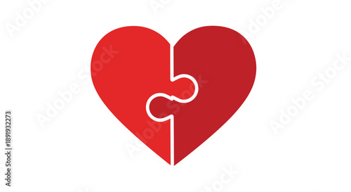 Broken Heart with Puzzle Piece Inside.