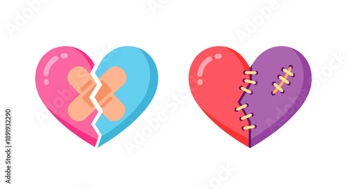 Broken Heart Illustration with Bandages.