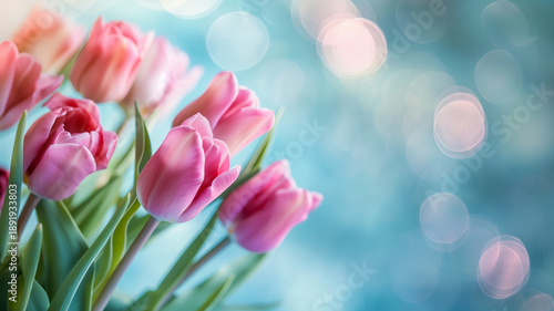 Kartka z życzeniami na międzynarodowy dzień kobiet. Kobieta i tulipany. © Paweł Ziółkowski