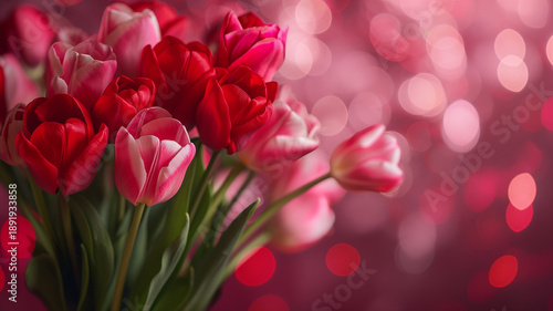 Kartka z życzeniami na międzynarodowy dzień kobiet. Kobieta i tulipany. © Paweł Ziółkowski