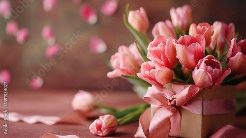 Kartka z życzeniami na międzynarodowy dzień kobiet. Kobieta i tulipany. © Paweł Ziółkowski