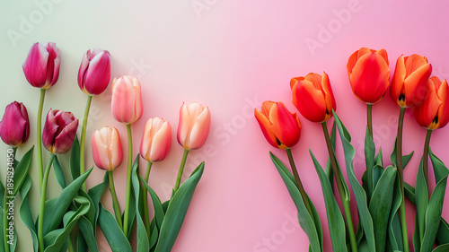 Kartka z życzeniami na międzynarodowy dzień kobiet. Kobieta i tulipany. © Paweł Ziółkowski