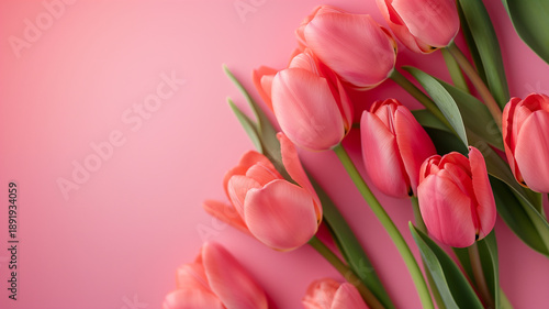 Kartka z życzeniami na międzynarodowy dzień kobiet. Kobieta i tulipany. © Paweł Ziółkowski