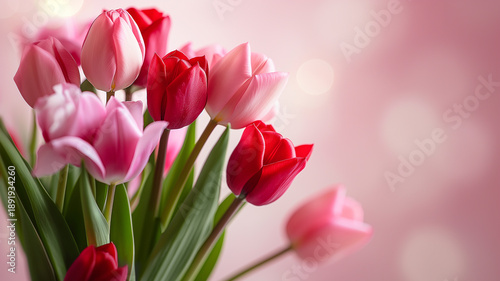 Kartka z życzeniami na międzynarodowy dzień kobiet. Kobieta i tulipany. © Paweł Ziółkowski