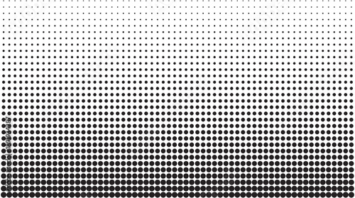 vector halftone dots design features clean black dots arranged across a white background, creating a classic graphic texture with varying density that adds depth, contrast, and visual rhythm, making 