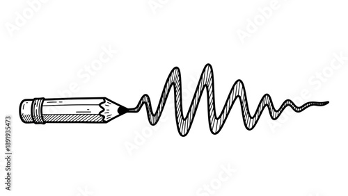 Pencil Drawing a Wavy Line with Artistic Flair.