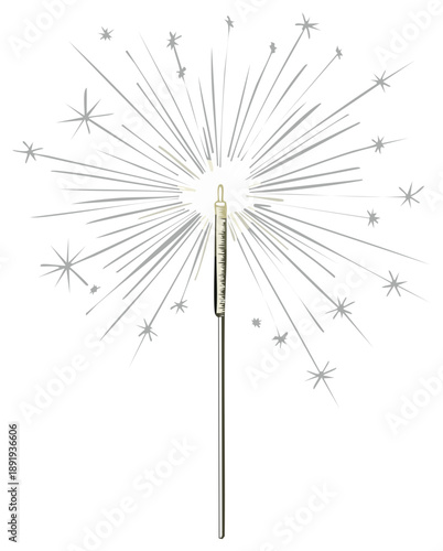 Festive vector illustration of a sparkling sparkler isolated