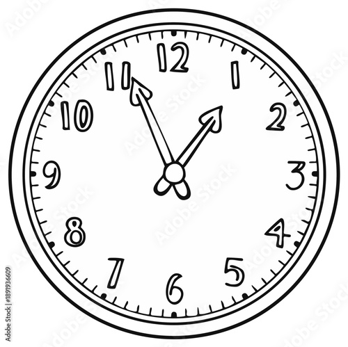 Simple hand-drawn analog clock face with Roman numeral numbers showing the time