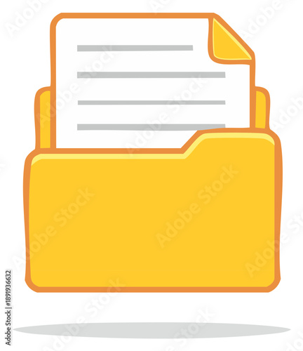 Simple Yellow Folder with Document Illustration