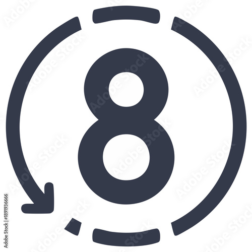 Stylized Number Eight Inside Circular Arrow Graphic