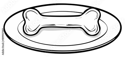 Simple Graphic Bone Treat On A Plate In Clean Vector Design For Pet or Food Illustrations and Related Visuals