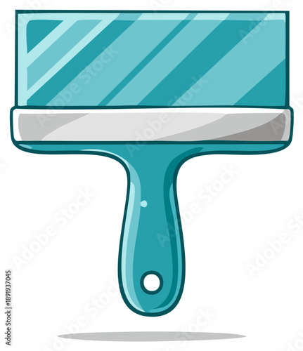 Cartoon Style Teal Paint Scraper Tool with Silver Band and Handle