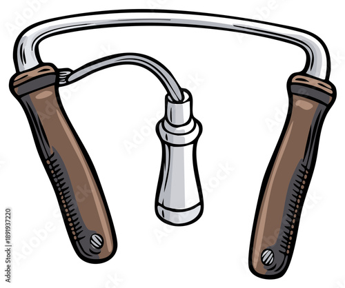 Cartoon drawing of a vintage hand gripper strength training exercise equipment