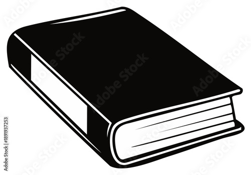 Closed Hardcover Book Silhouette With Blank Spine Ready For Text