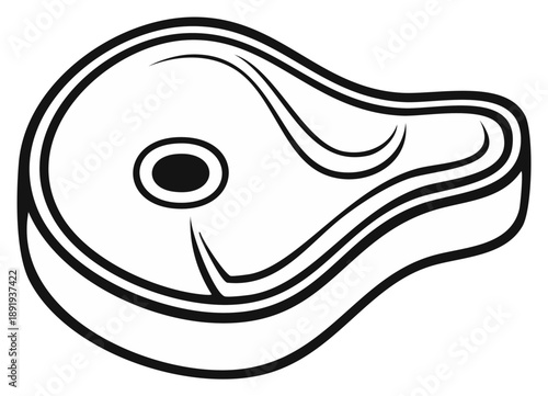 Illustration of a cartoon steak in black and white