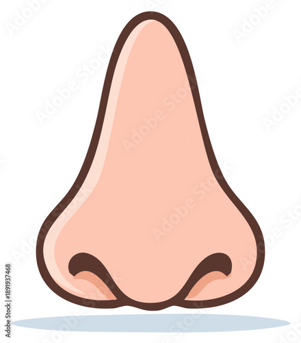 Human Nose Cartoon Illustration Featuring Anatomy Details and Facial Feature Aesthetics
