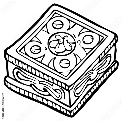 Black and white decorative ornate box illustration
