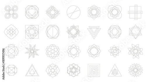 Collection of Geometric Sacred Geometry Symbols and Patterns.
