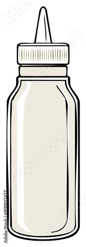 Simple illustration of a squeeze bottle with a narrow nozzle and ribbed cap