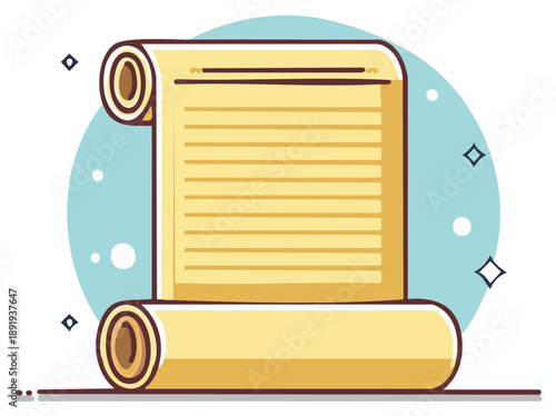 Ancient parchment scroll vector illustration with sparkles for a magic decree or historical document