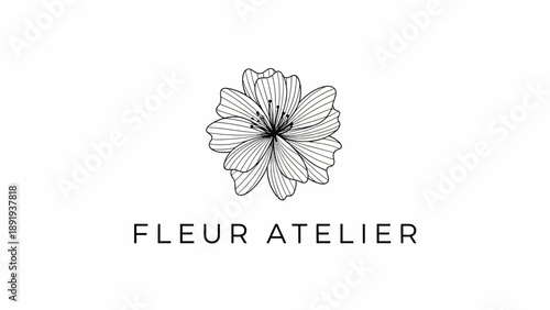 Elegant Fleur Atelier logo with a delicate floral illustration.