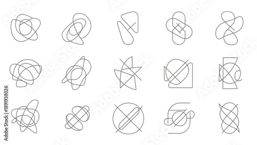 Set of Abstract Hand-Drawn Scribble Shapes and Geometric Line Art.