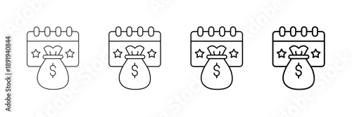 Fundraising Event Icons Vector Set In Different Stroke Line Style