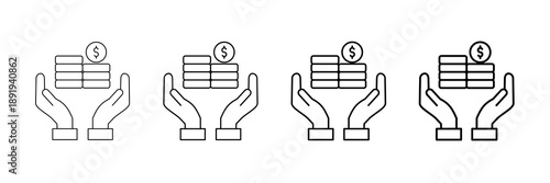 Charity Fund Icons Vector Set In Different Stroke Line Style