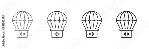 Medical Aid Icons Vector Set In Different Stroke Line Style