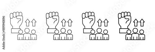 Community Support Icons Vector Set In Different Stroke Line Style