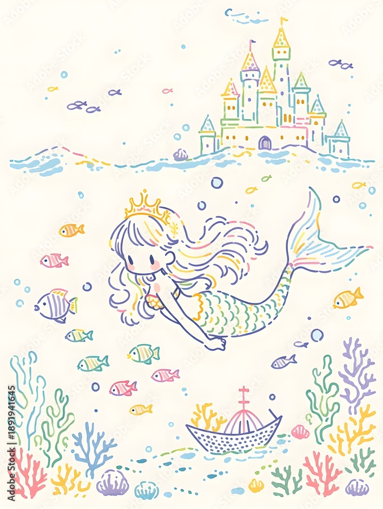 Obraz premium mermaid illustration, generation AI 
