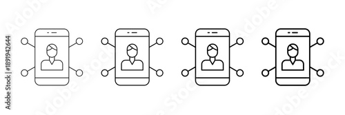 Social Media Influencer Icons Vector Set In Different Stroke Line Style