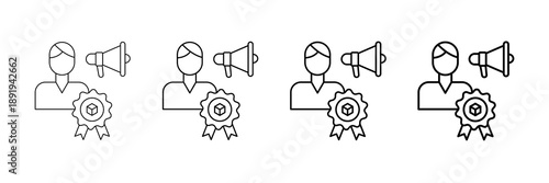 Brand Ambassador Icons Vector Set In Different Stroke Line Style