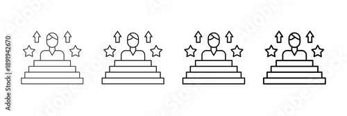Fame Icons Vector Set In Different Stroke Line Style