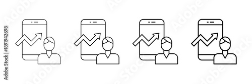 Influencer Trendsetter Icons Vector Set In Different Stroke Line Style