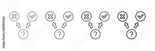 Decision Making Icons Vector Set In Different Stroke Line Style